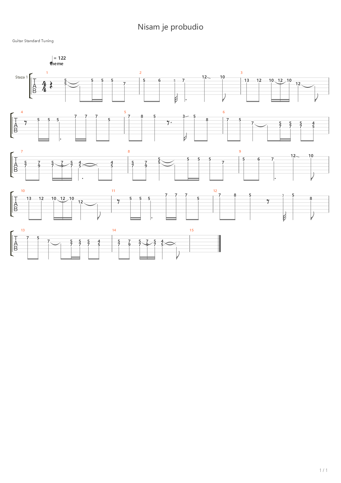 Nisam Je Probudio吉他谱