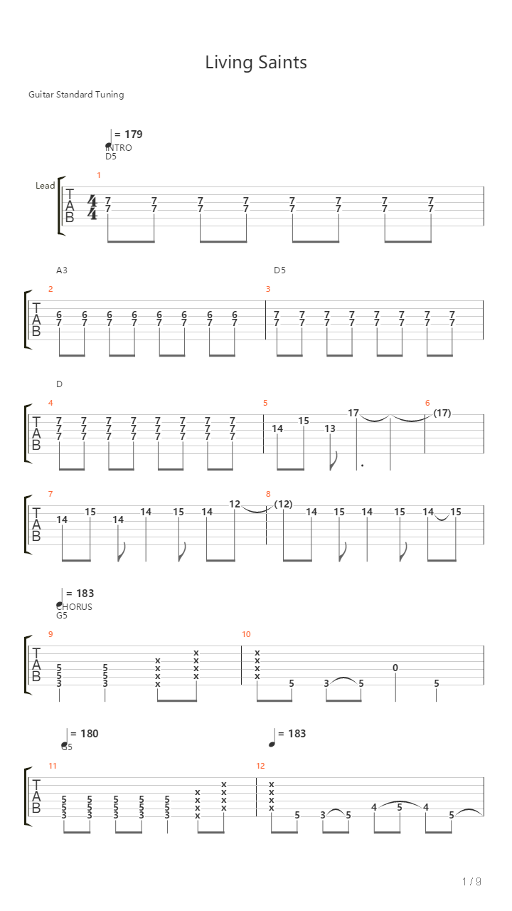 Living Saints吉他谱