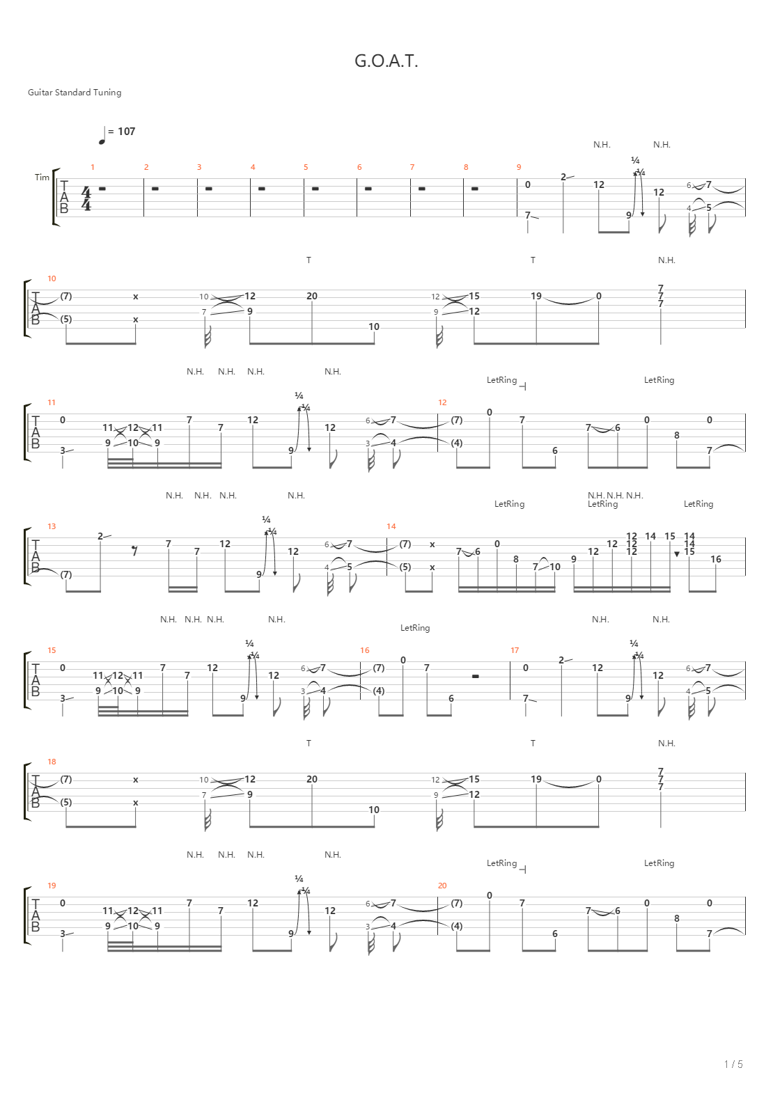 G.O.A.T.(Goat)吉他谱