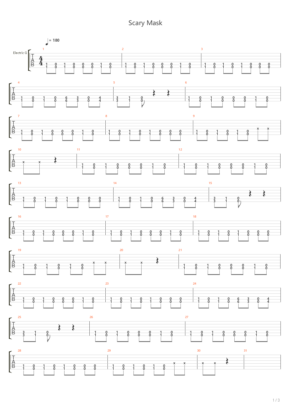Scary Mask吉他谱