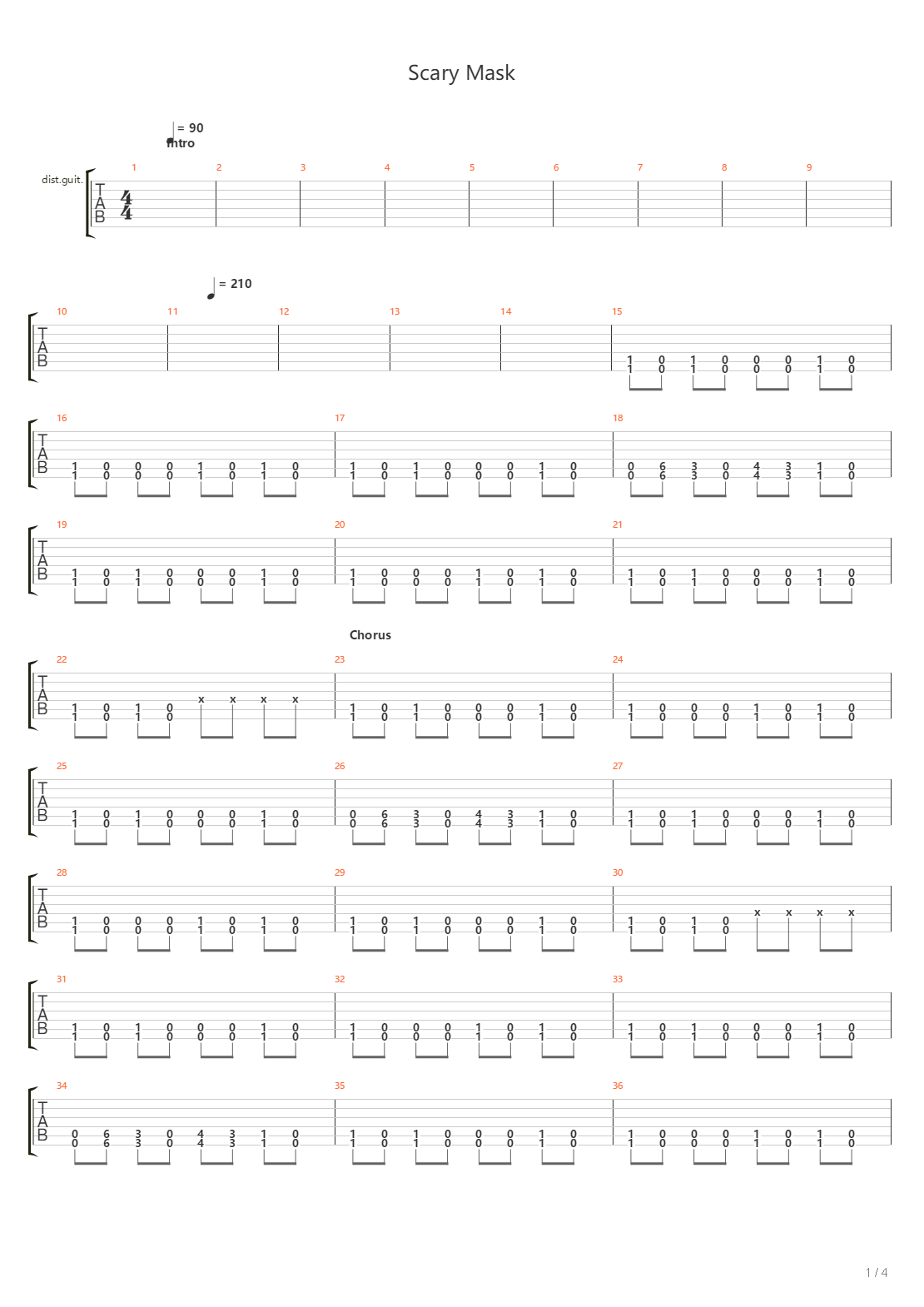 Scary Mask吉他谱