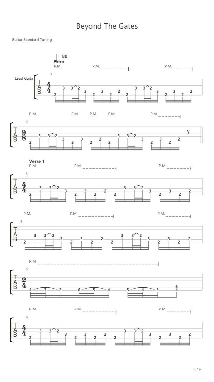 Beyond The Gates吉他谱