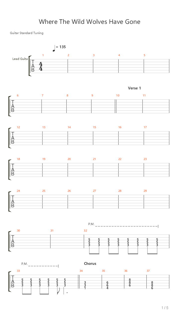 Where The Wild Wolves Have Gone吉他谱