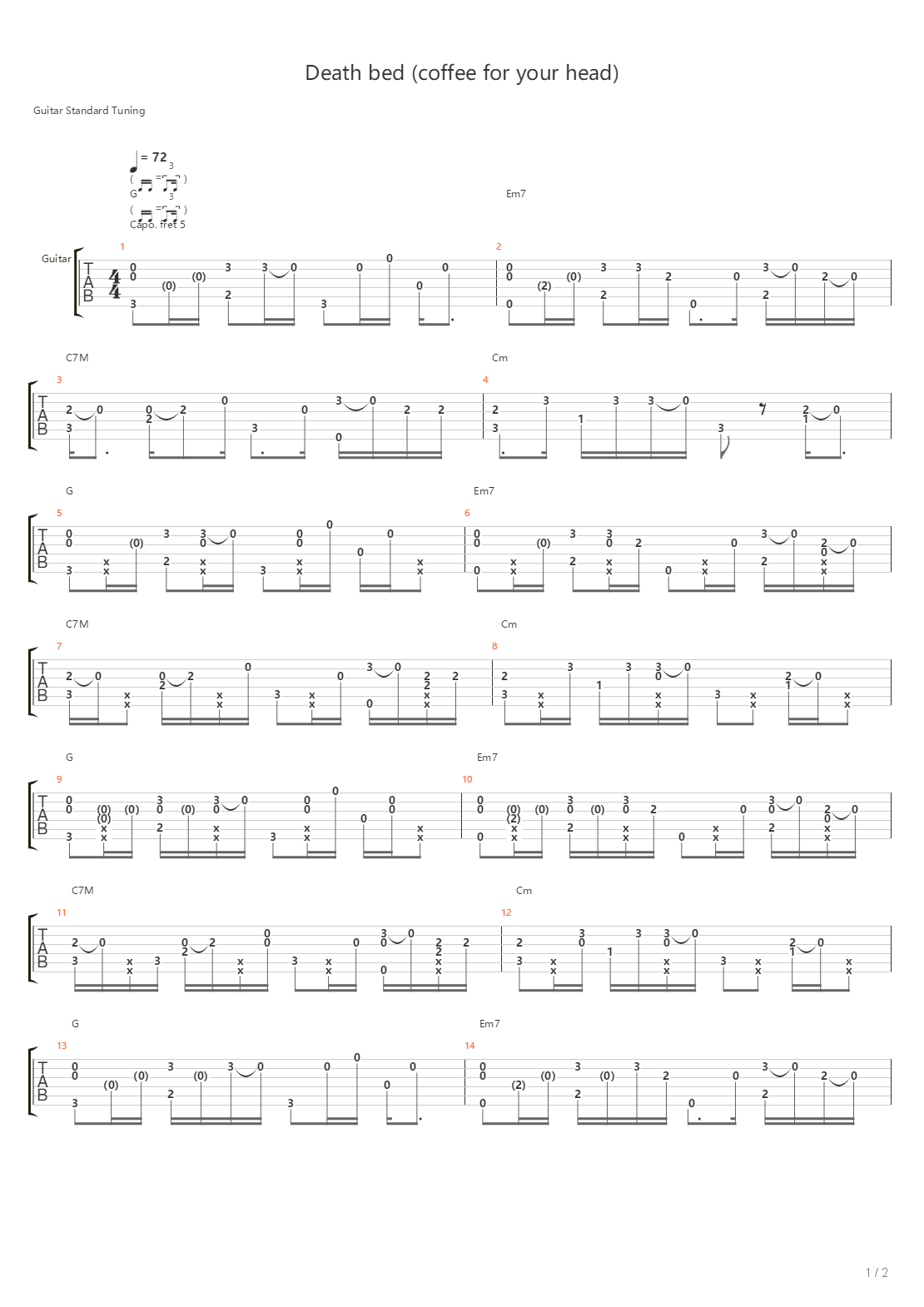 death bed吉他谱图片