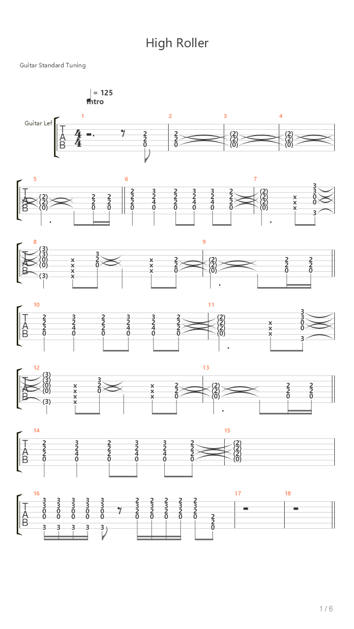 High Roller吉他谱