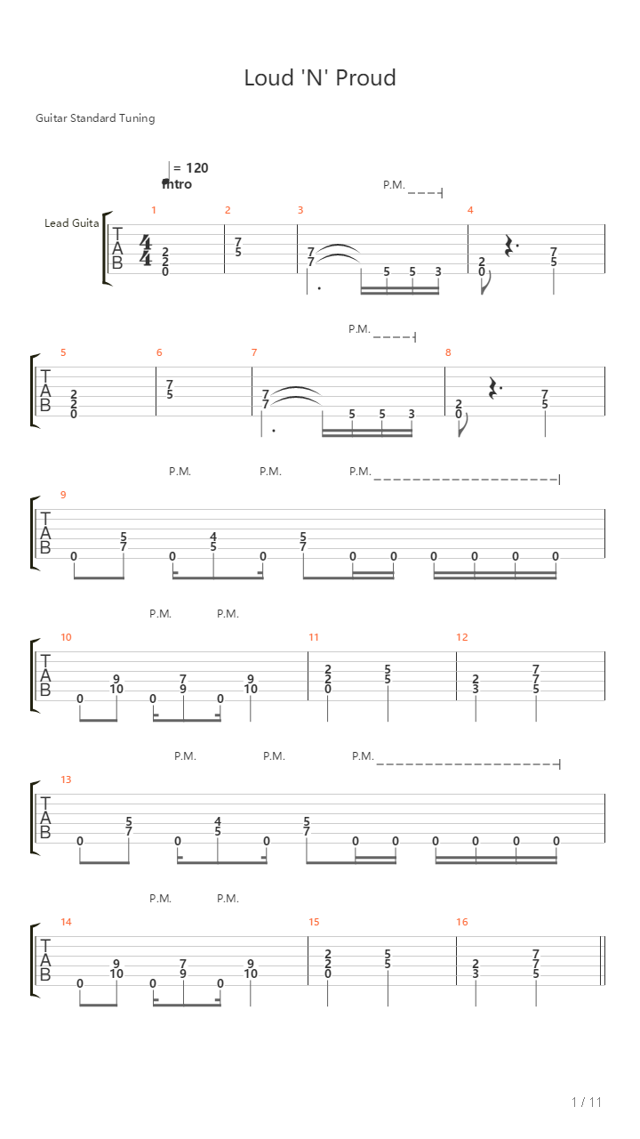 Loud N Proud吉他谱