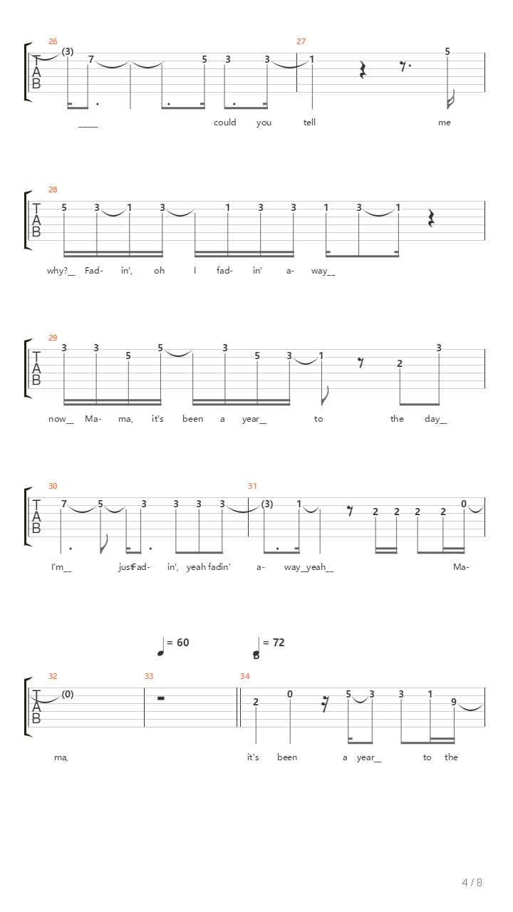 Fadin Away吉他谱