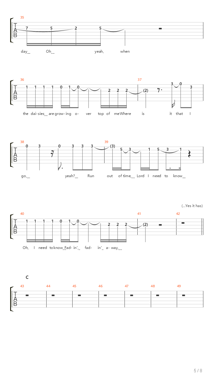 Fadin Away吉他谱