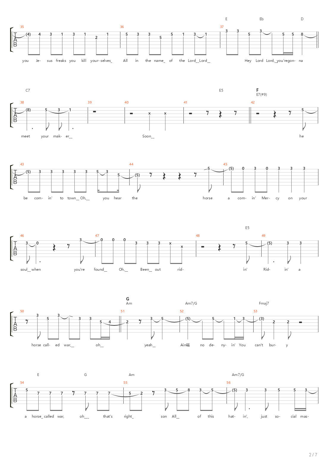 Horse Called War吉他谱