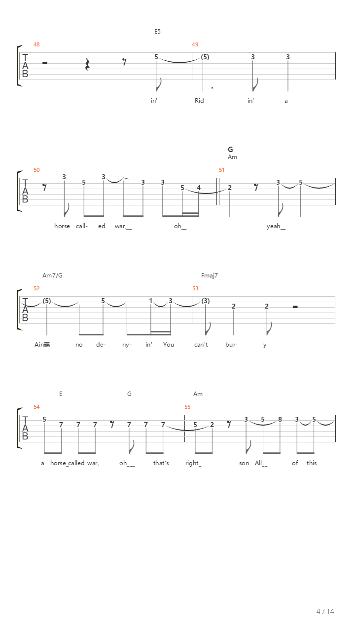Horse Called War吉他谱