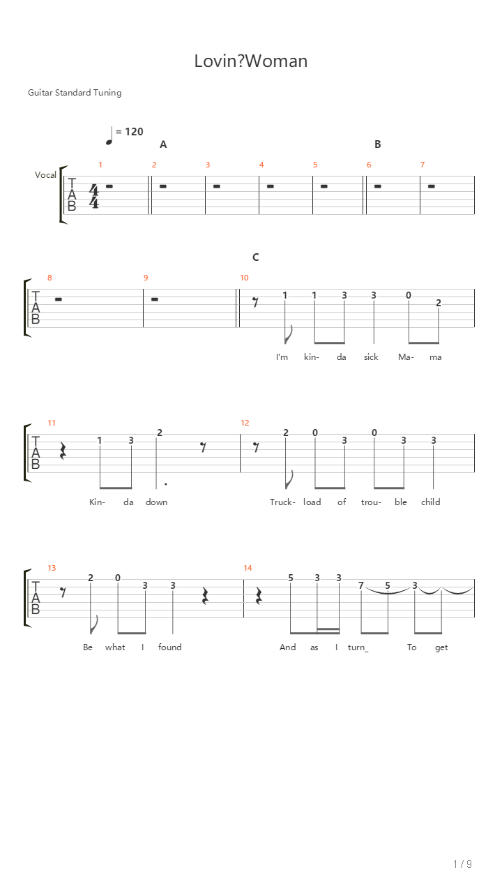 Lovin Woman吉他谱