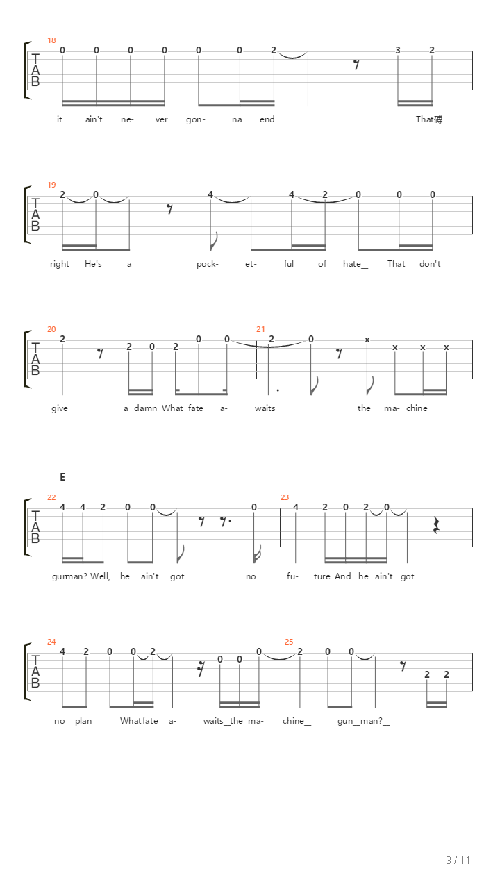 Machine Gun Man吉他谱