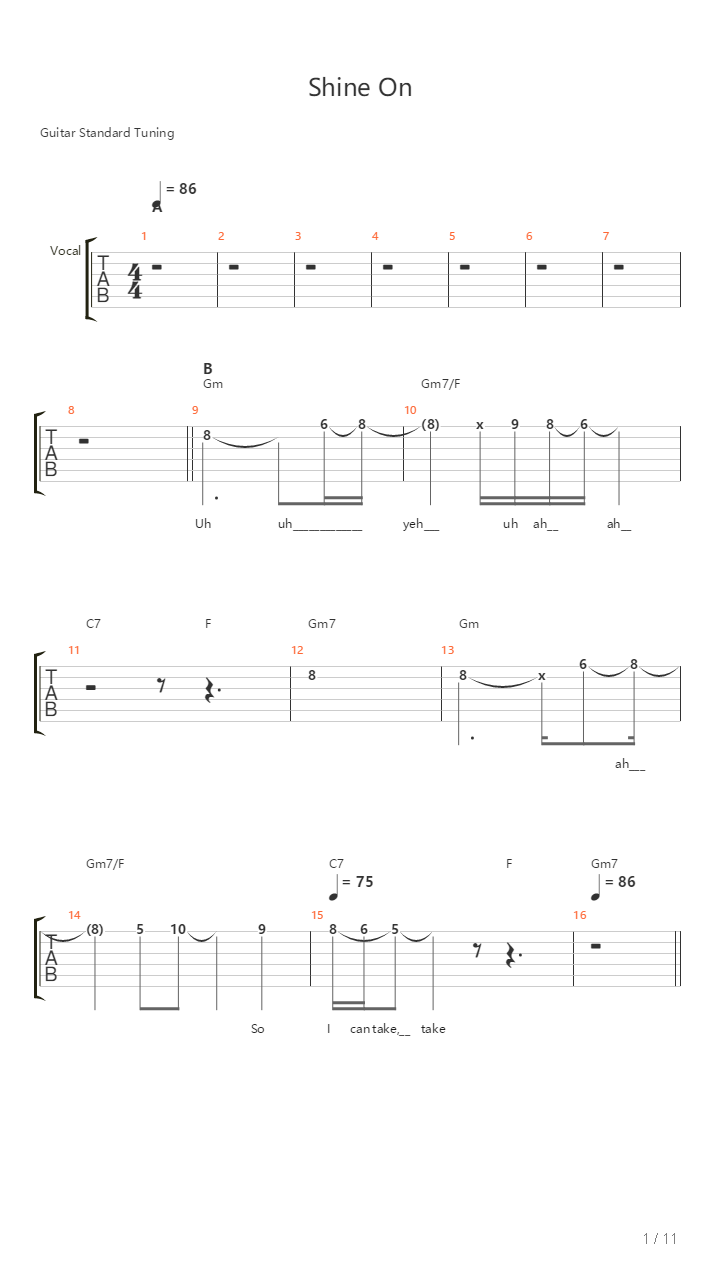 Shine On吉他谱
