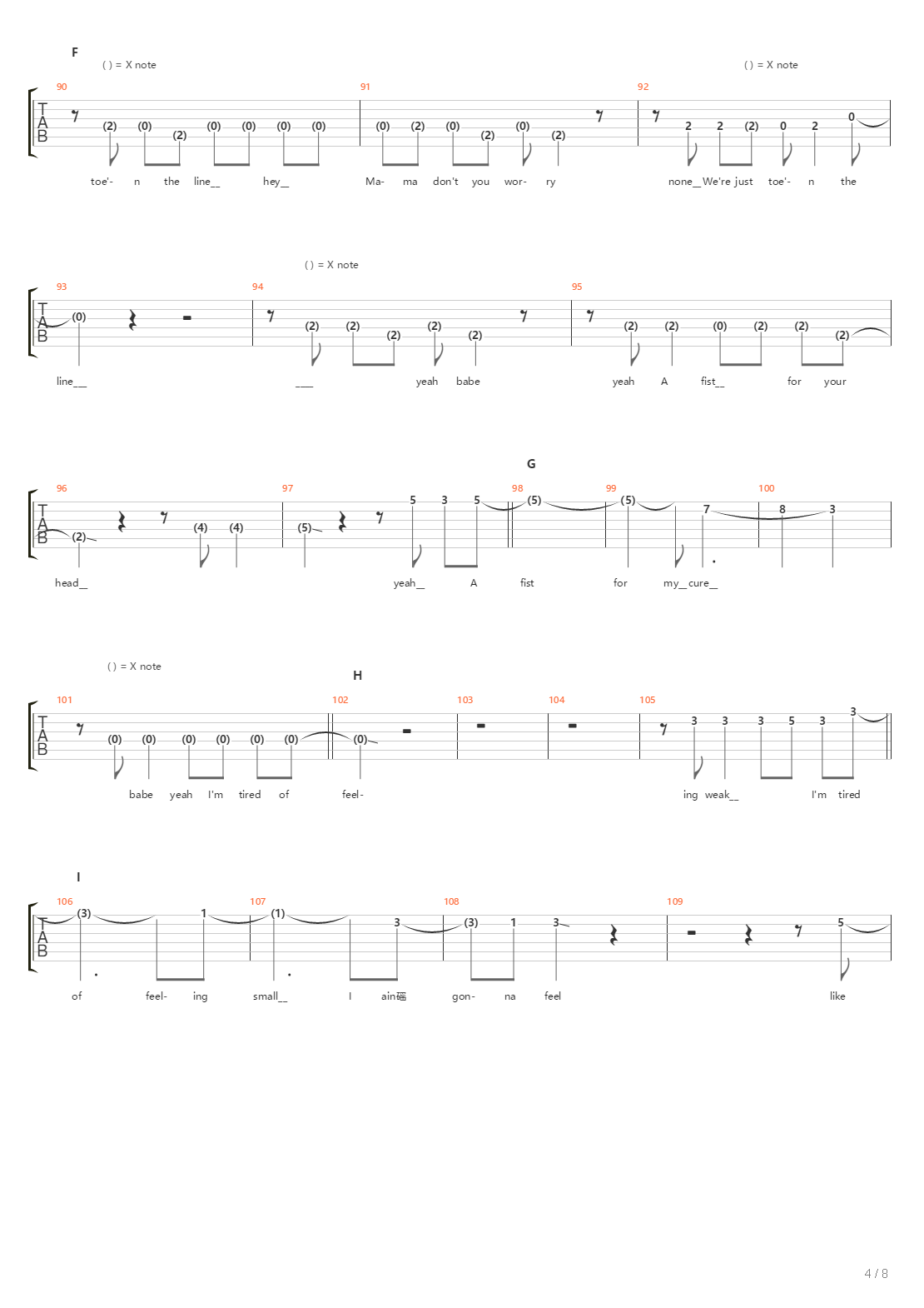 Toen The Line吉他谱