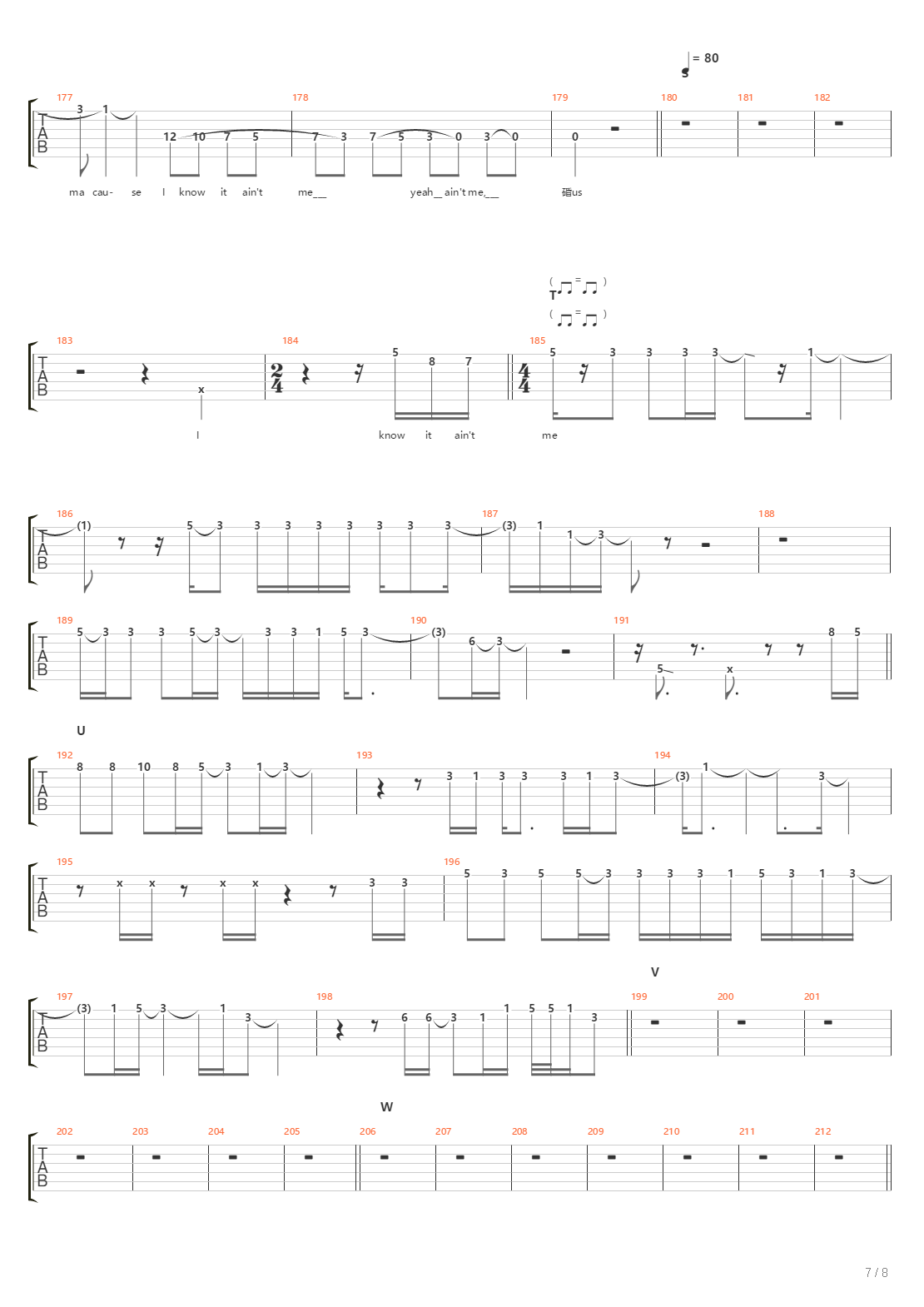 Toen The Line吉他谱