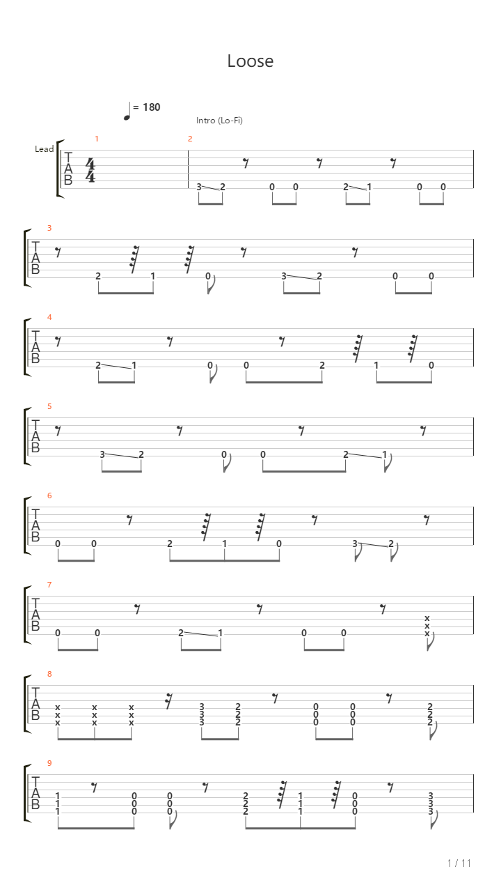 Loose吉他谱