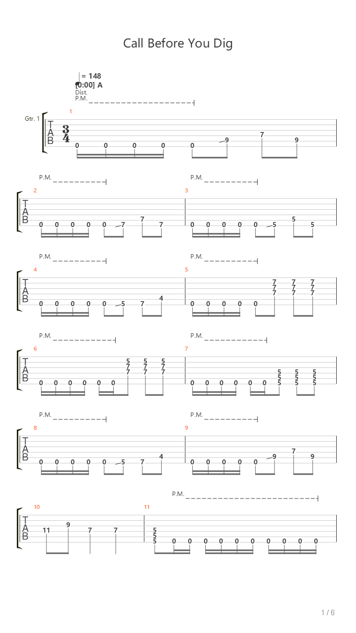 Call Before You Dig吉他谱