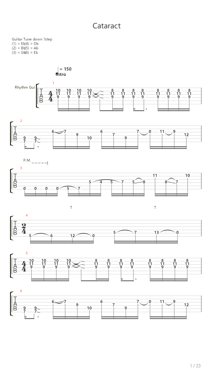 Cataract吉他谱