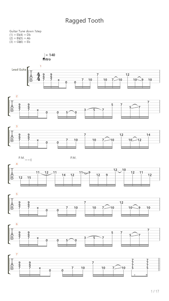 Ragged Tooth吉他谱