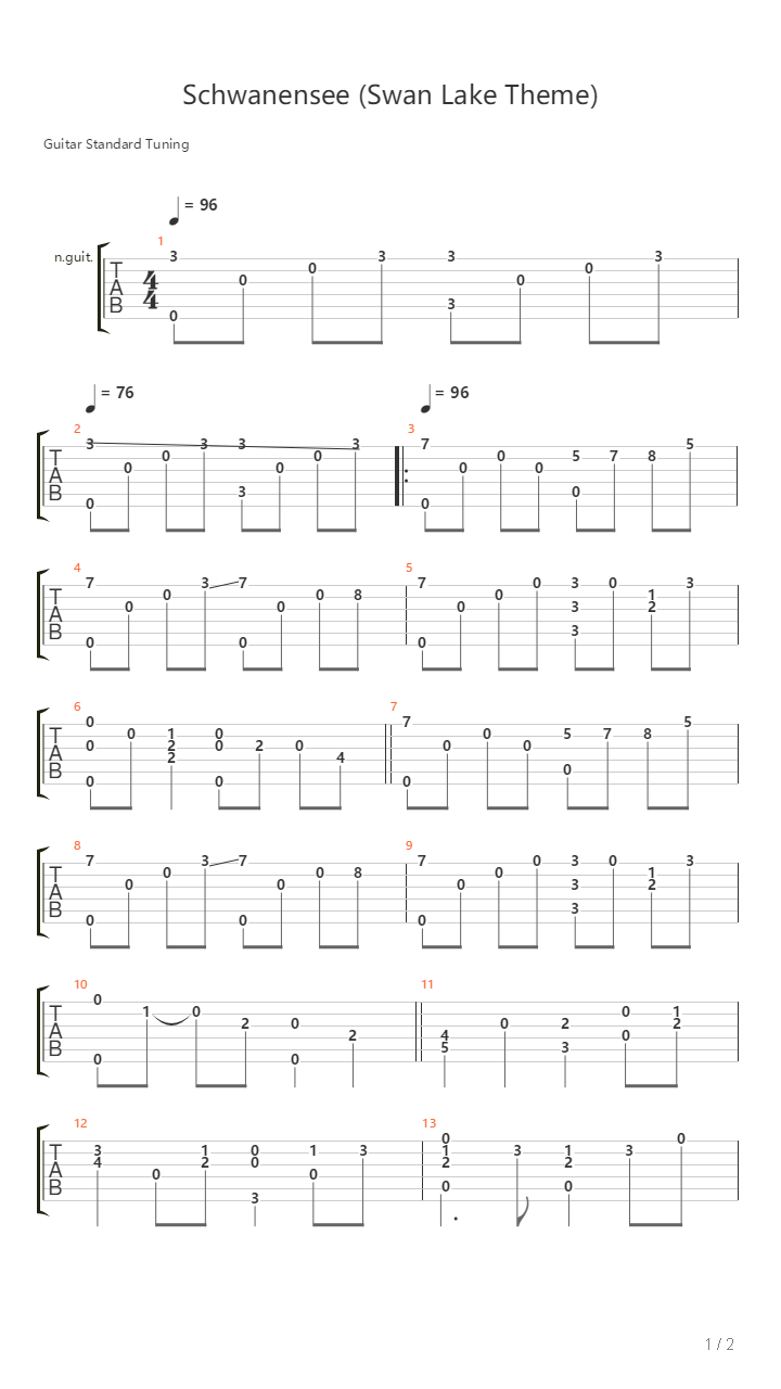 Swan Lake Theme吉他谱