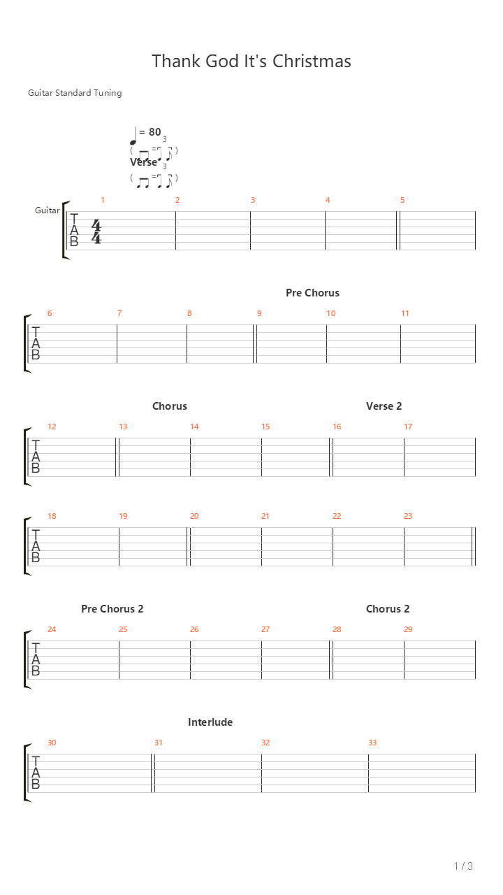 Thank God Its Christmas吉他谱