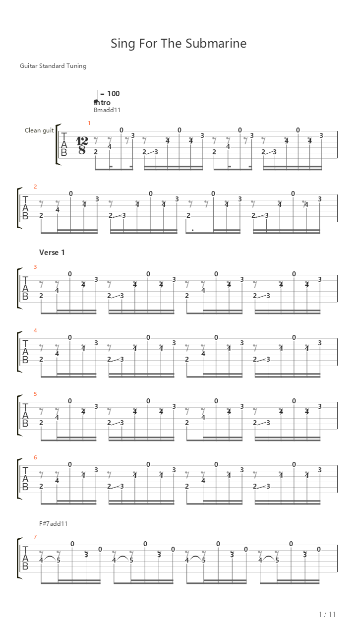 Sing For The Submarine吉他谱