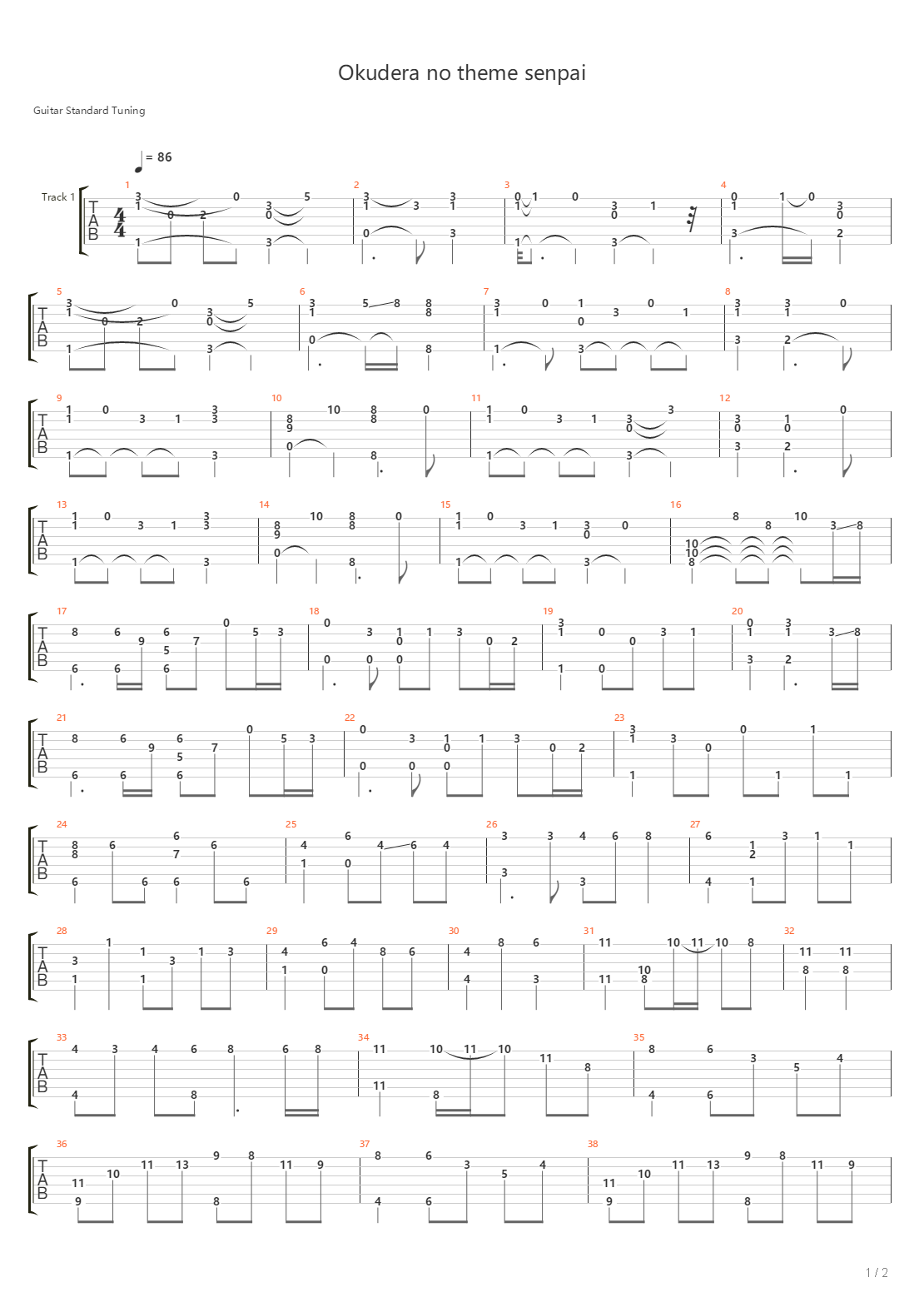 Okudera Senpai No Theme吉他谱