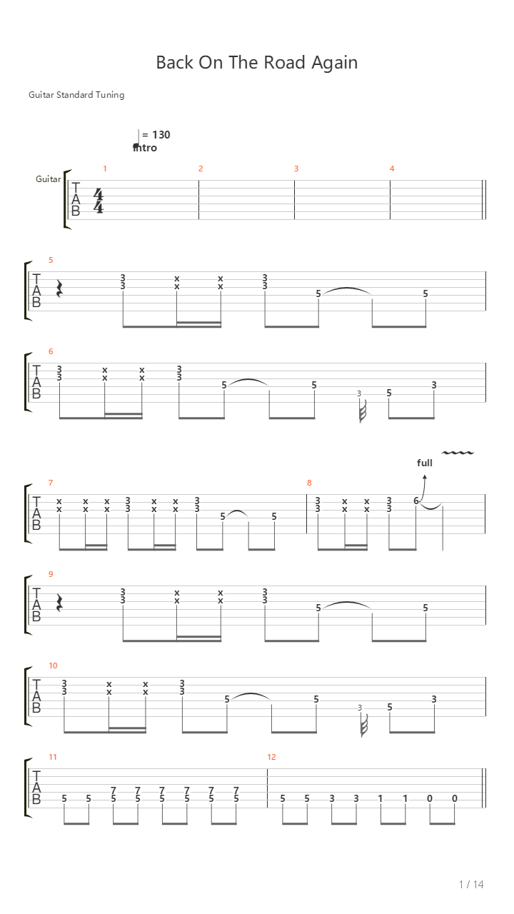 Back On The Road Again吉他谱