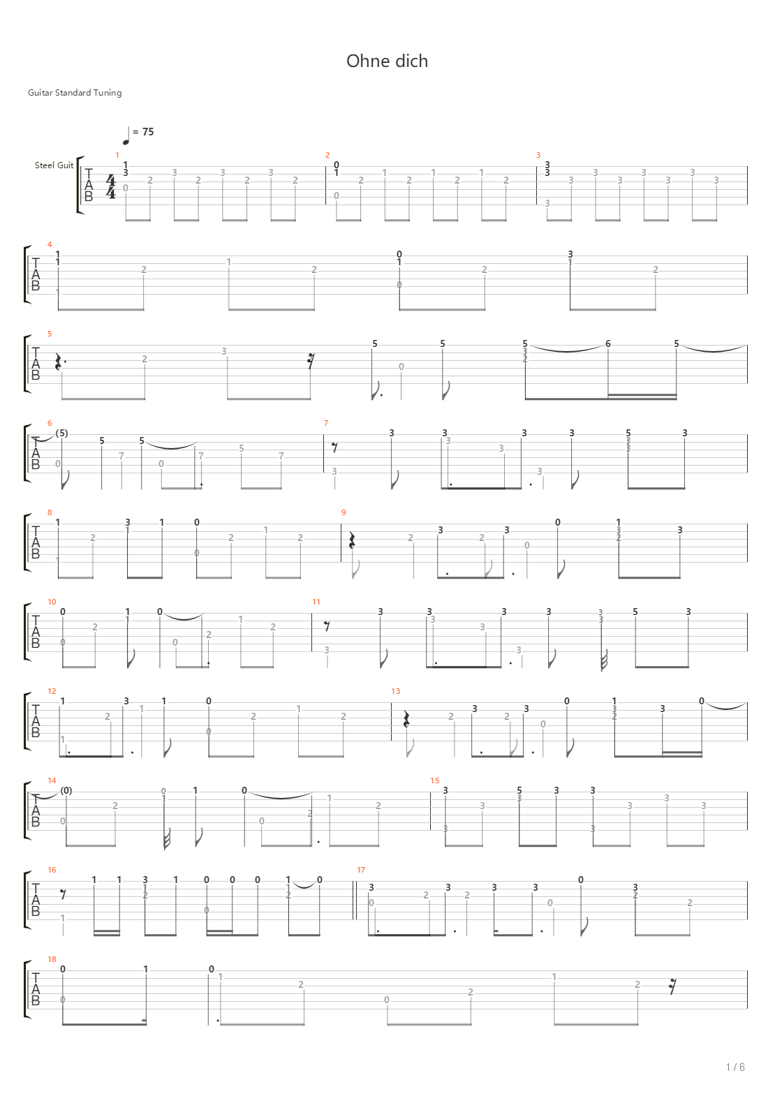 Ohne Dich吉他谱