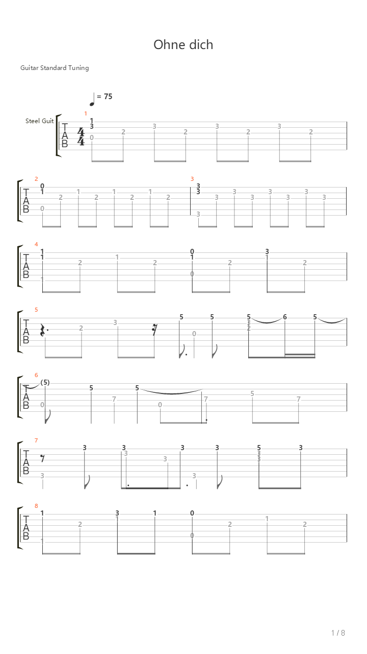 Ohne Dich吉他谱