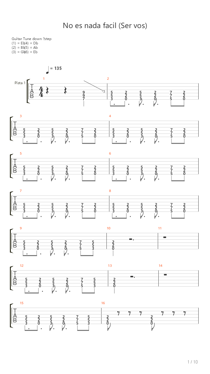 No Es Nada Facil Ser Vos吉他谱