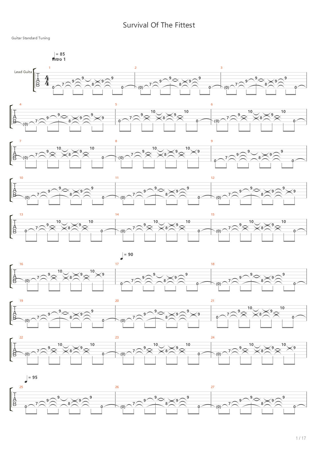 Survival Of The Fittest吉他谱