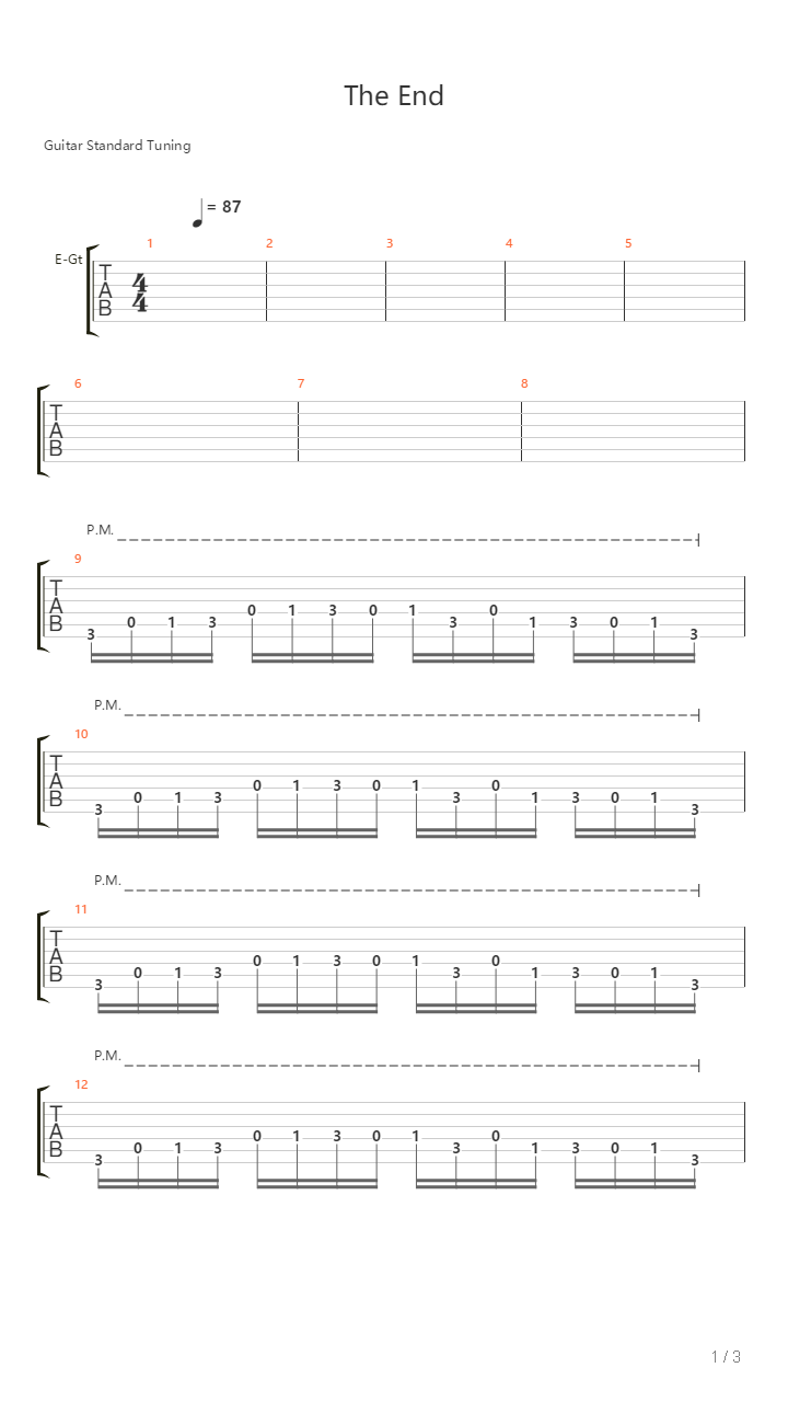 The End吉他谱