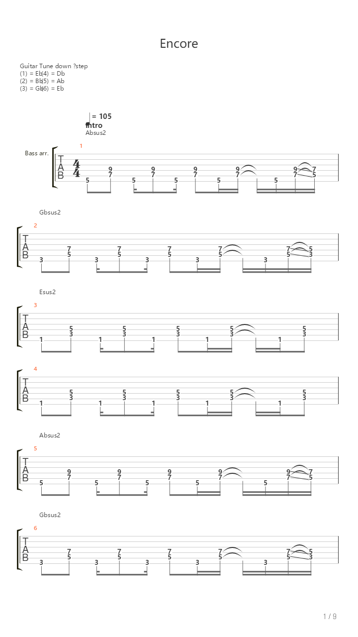 Encore吉他谱