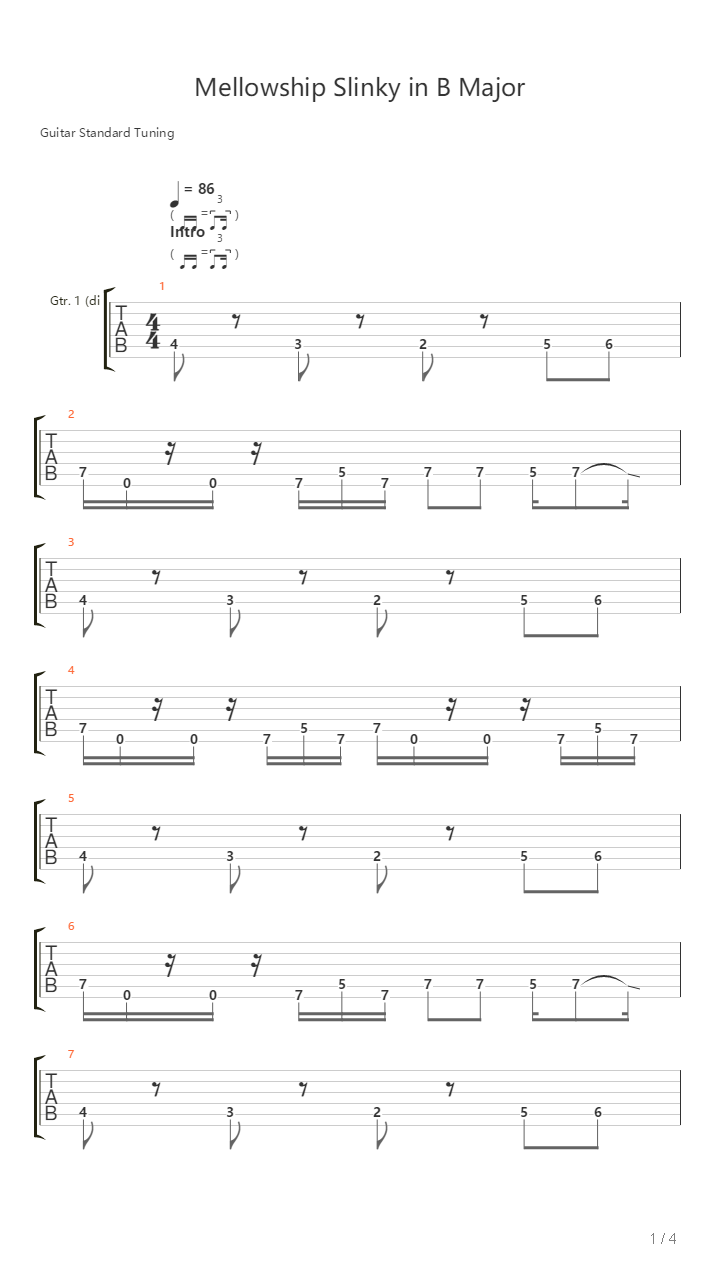Mellowship Slinky In B Major吉他谱