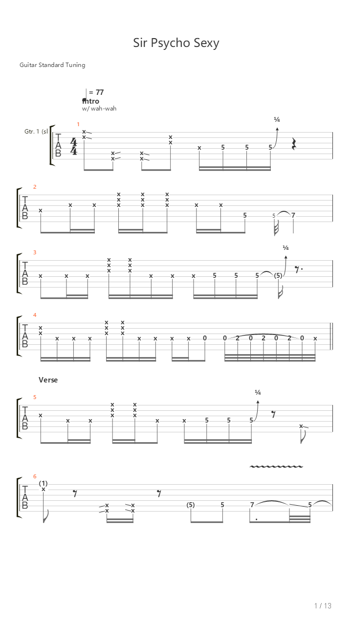 Sir Psycho Sexy吉他谱