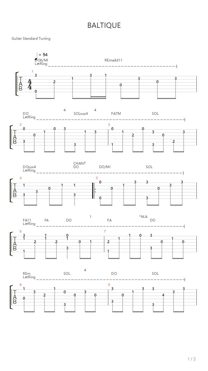 Baltique吉他谱