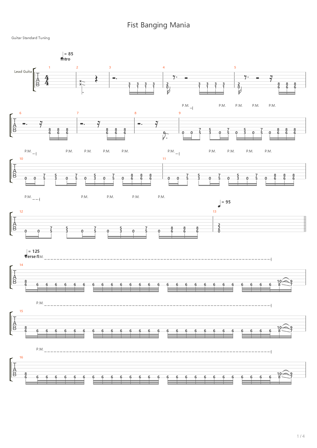 Fist Banging Mania吉他谱