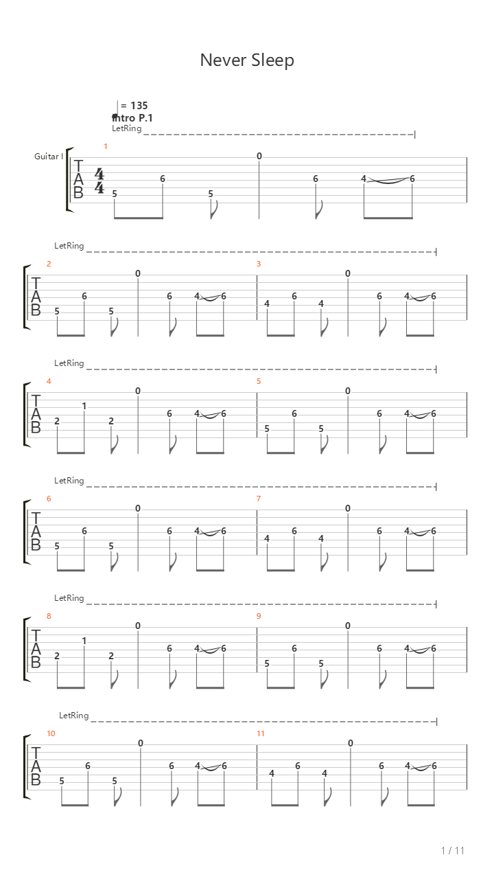 Never Sleep吉他谱