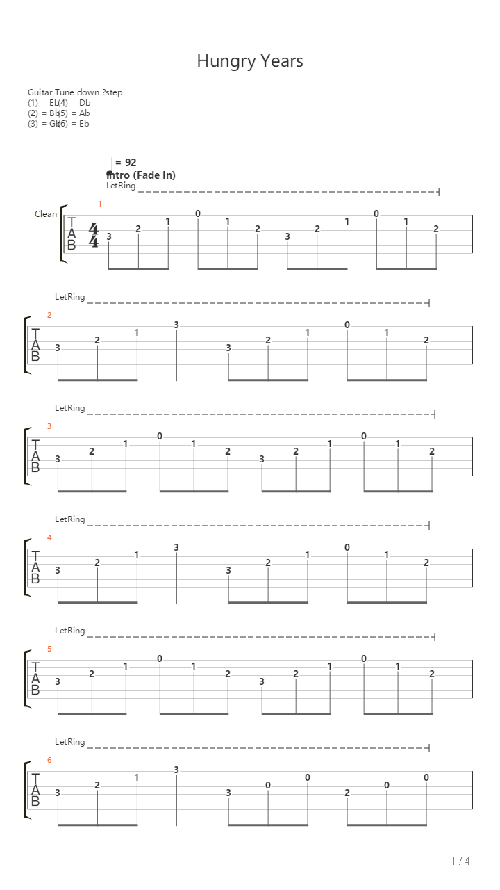 Hungry Years吉他谱
