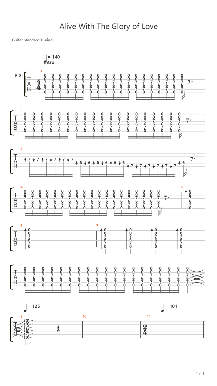 Alive With The Glory Of Love吉他谱