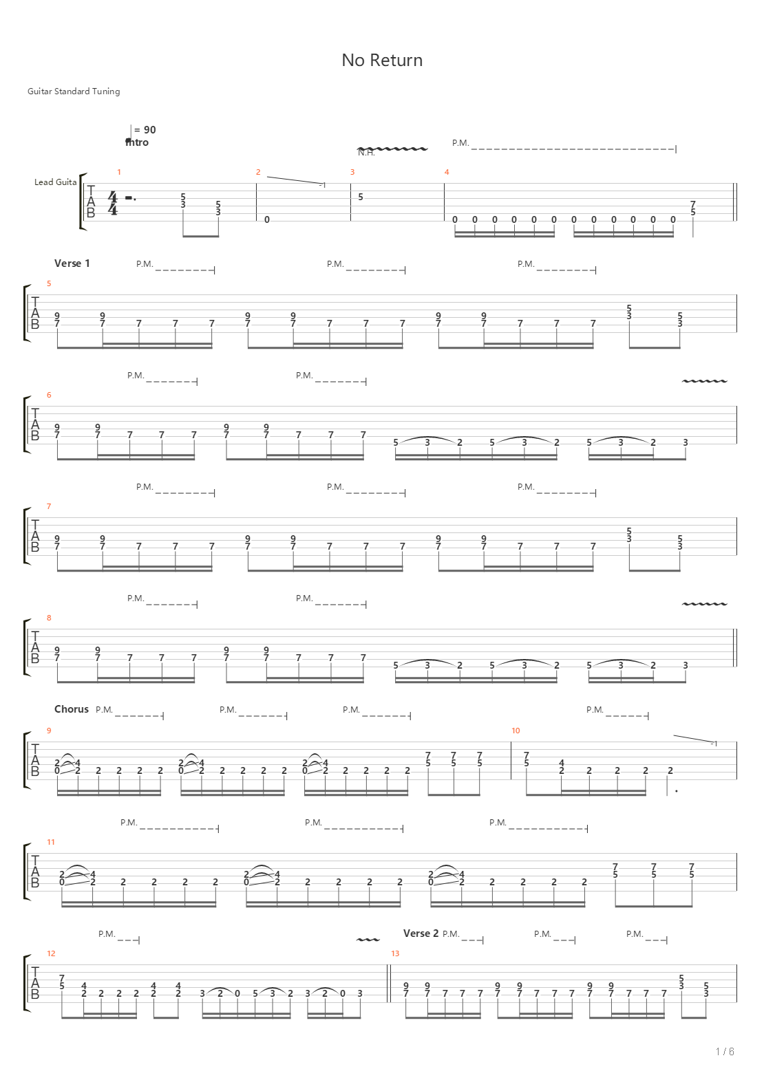 No Return吉他谱
