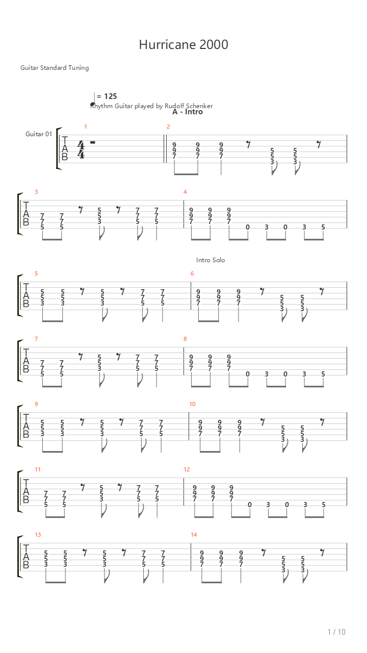 Hurricane 2000吉他谱