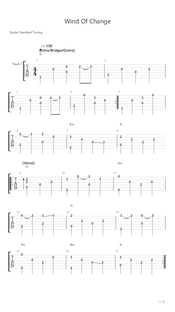 Wind Of Change吉他谱
