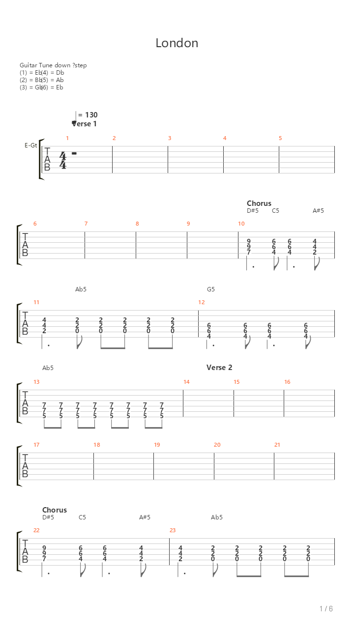 London吉他谱