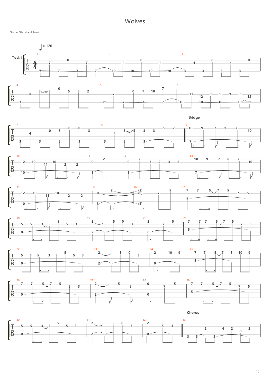 Wolves吉他谱