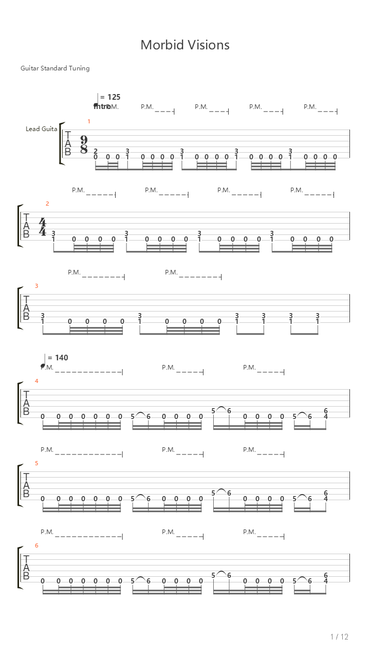 Morbid Visions吉他谱