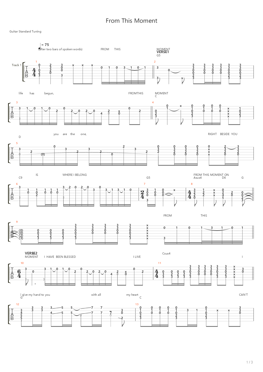 From This Moment吉他谱