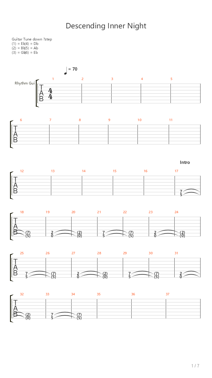 Descending Inner Night吉他谱