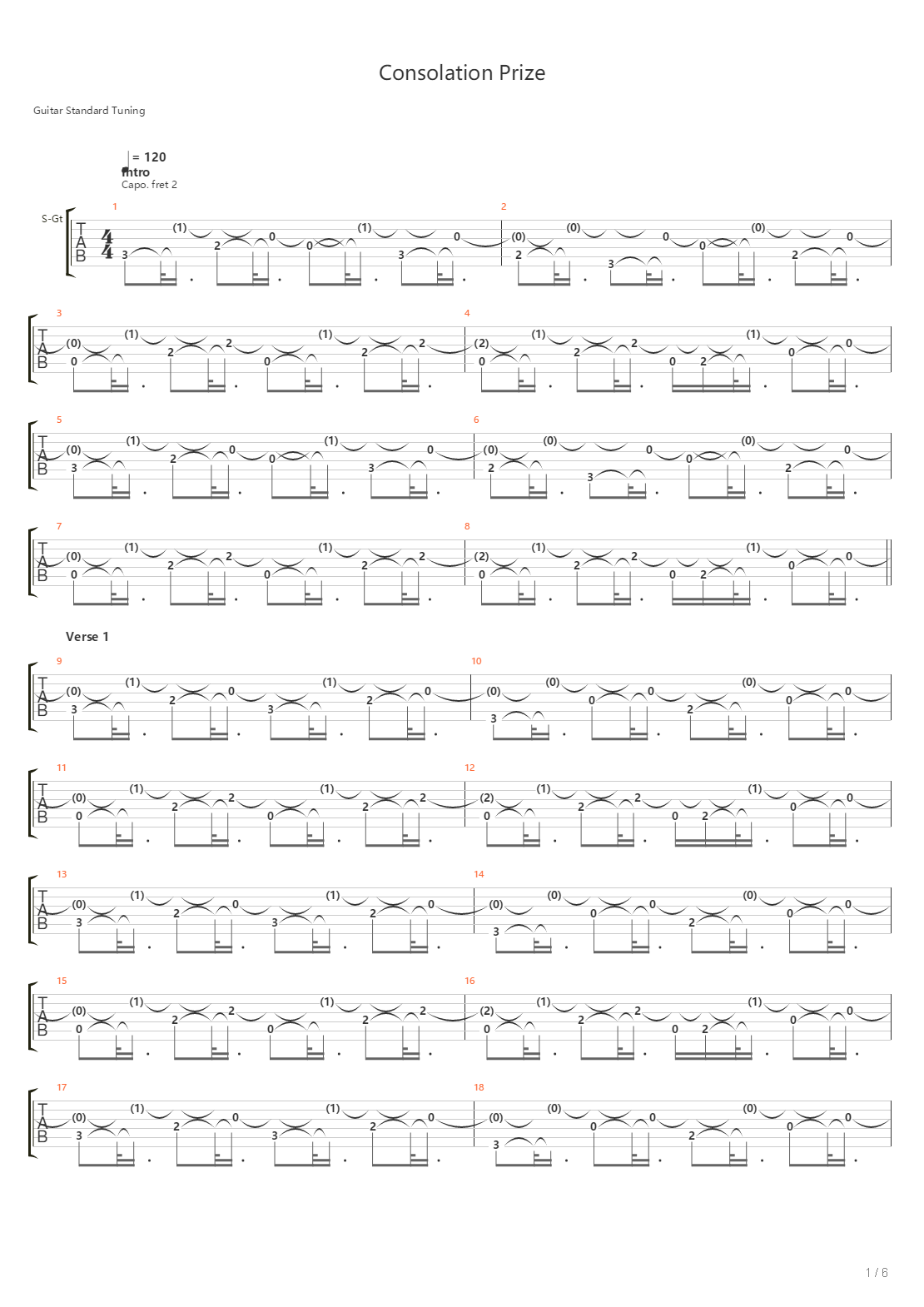 Consolation Prize吉他谱